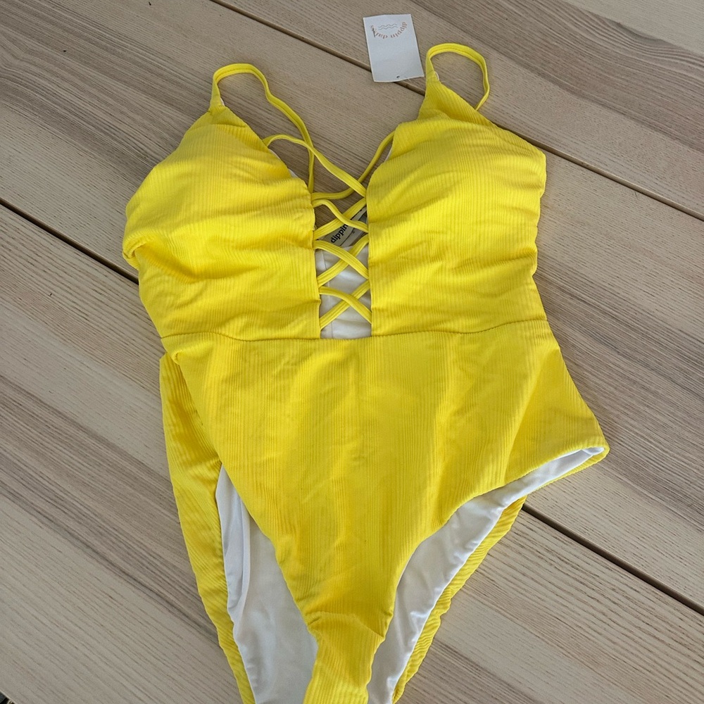 Dippin' Daisy's Yellow One Piece Swimsuit with Plunging V-Neck